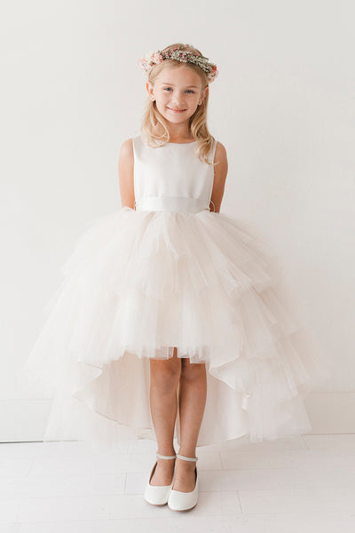 The Makayla Ruffled Tulle Girls Dress | Blush Kids