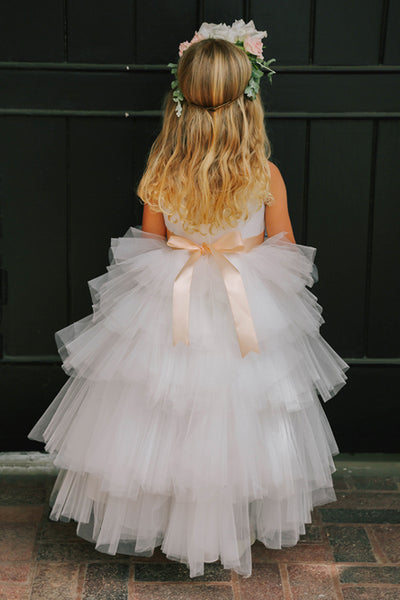 The Makayla Ruffled Tulle Girls Dress | Blush Kids