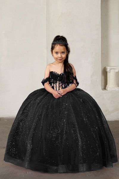 Amaris Glitter Princess Dress – Girls Fuchsia Ball Gown