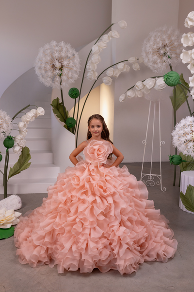 Roselina Belle Girls Couture Ruffle Ball Gown | Fashion Couture