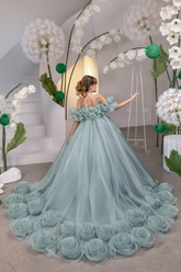 Mint Green Girls Pageant Gown | Fashion Couture Floral Ballgown