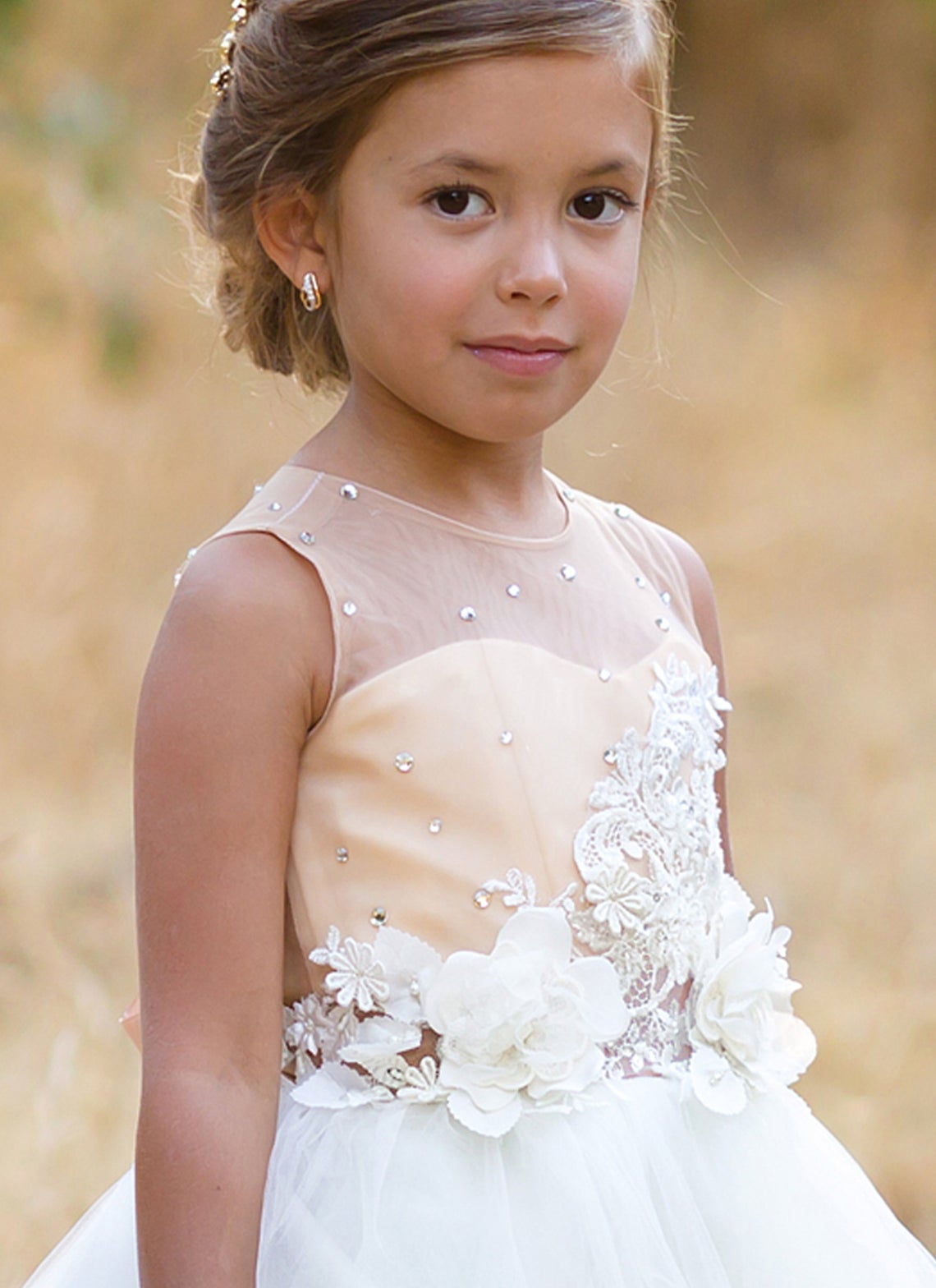 Couture Lace Satin Ivory Flower Girl Dress Communion Wedding Baby Party Dress