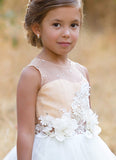 Couture Lace Satin Ivory Flower Girl Dress Communion Wedding Baby Party Dress