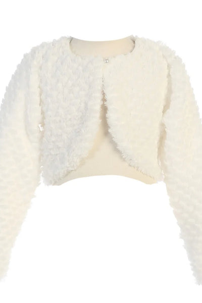 Girls Ivory Whisper Faux Fur Bolero Jacket