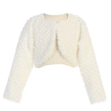 Girls Ivory Whisper Faux Fur Bolero Jacket