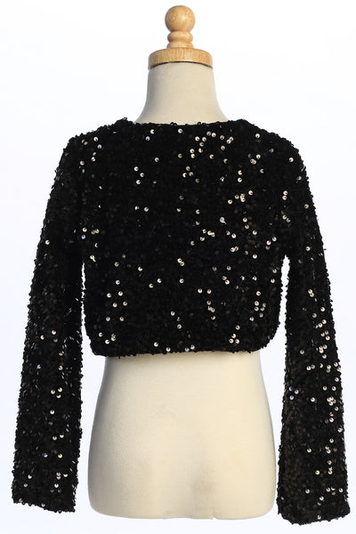 Girls Celestique Sequin Velvet Bolero Jacket