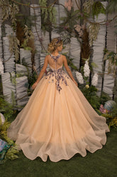 Tallulah Couture Pageant Gown with Train & Lace Embroidery