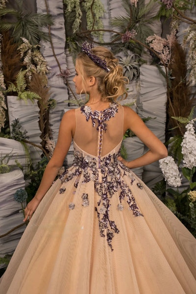 Tallulah Couture Pageant Gown with Train & Lace Embroidery