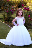 White Lace Communion Gown Flower Girl Tulle Dress Baby Baptism Gown