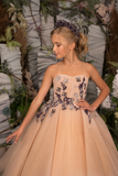 Tallulah Couture Pageant Gown with Train & Lace Embroidery