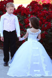 White Lace Communion Gown Flower Girl Tulle Dress Baby Baptism Gown