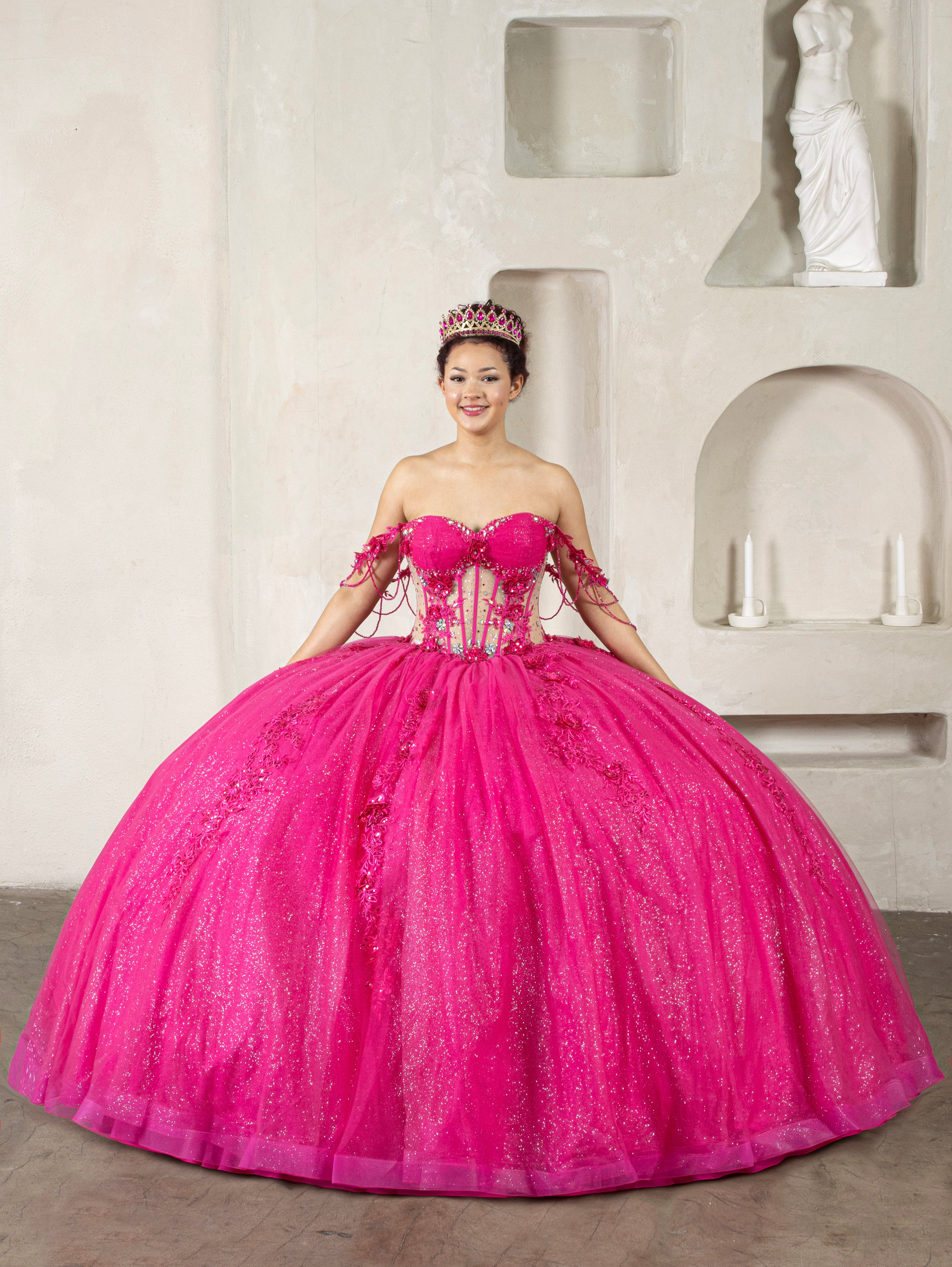 Elanisse Radiance Gown – Fuchsia Pink Quinceañera Dress Red / XLARGE Elanisse Radiance Gown – Fuchsia Pink Quinceañera Dress Red / XLARGE
