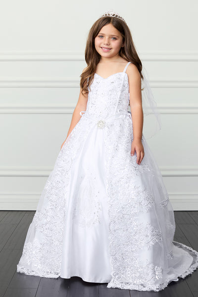 Adeline Communion Dress - Embroidered Gown with Bolero Jacket