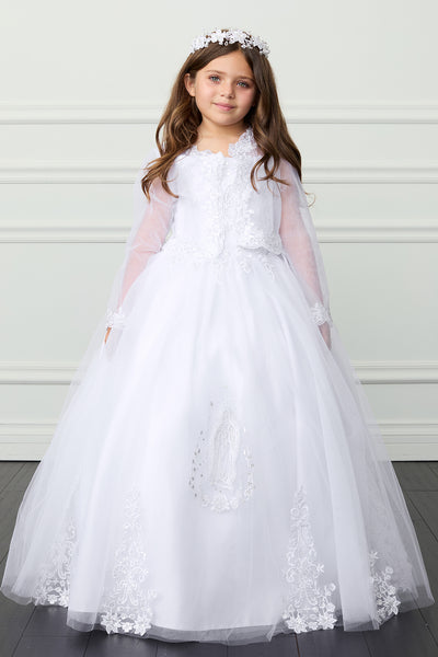 Millie Communion Dress - Lace Tulle Gown with Bolero Jacket