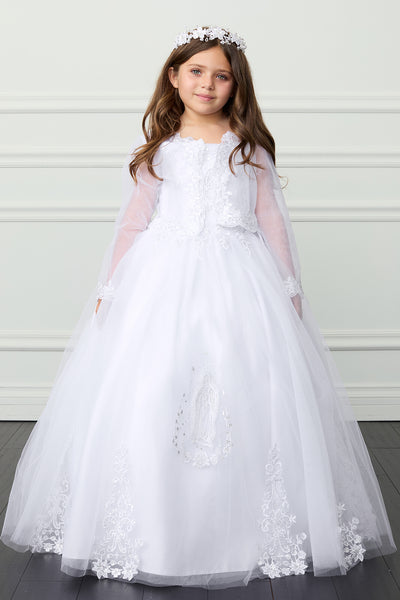 Millie Communion Dress - Lace Tulle Gown with Bolero Jacket