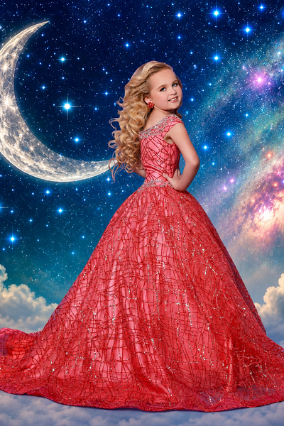 Girls Pageant Ball Gown | Full Length Glitter Dress