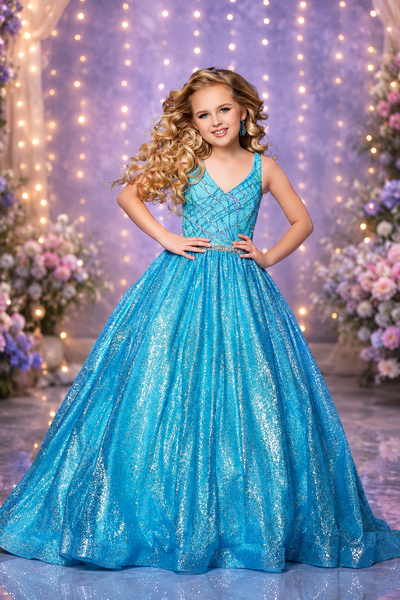 Girls Pageant Ball Gown | Full Length Sparkle Dress