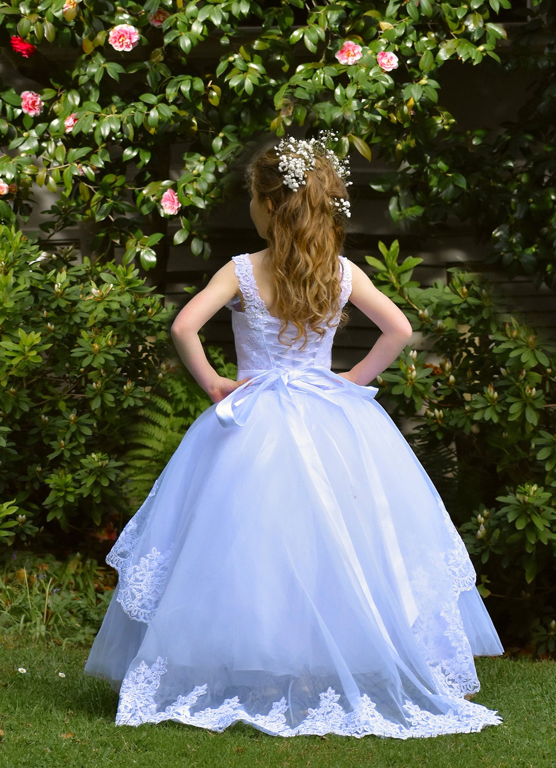 1st Communion Girls Birthday Flower Girl Lace And Tulle Toddler Dress