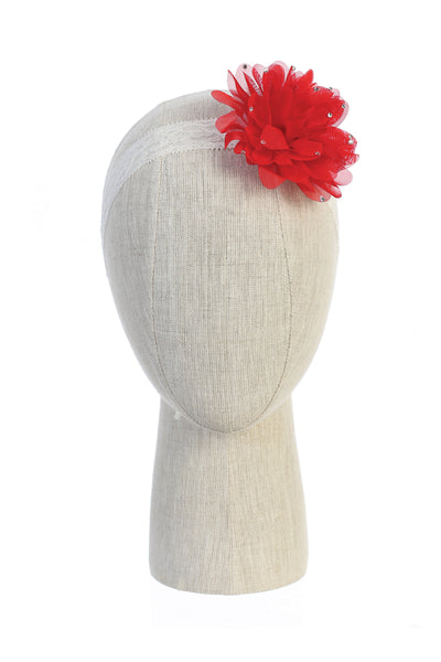 Lace Flower Girl Headband with Rhinestone Flower