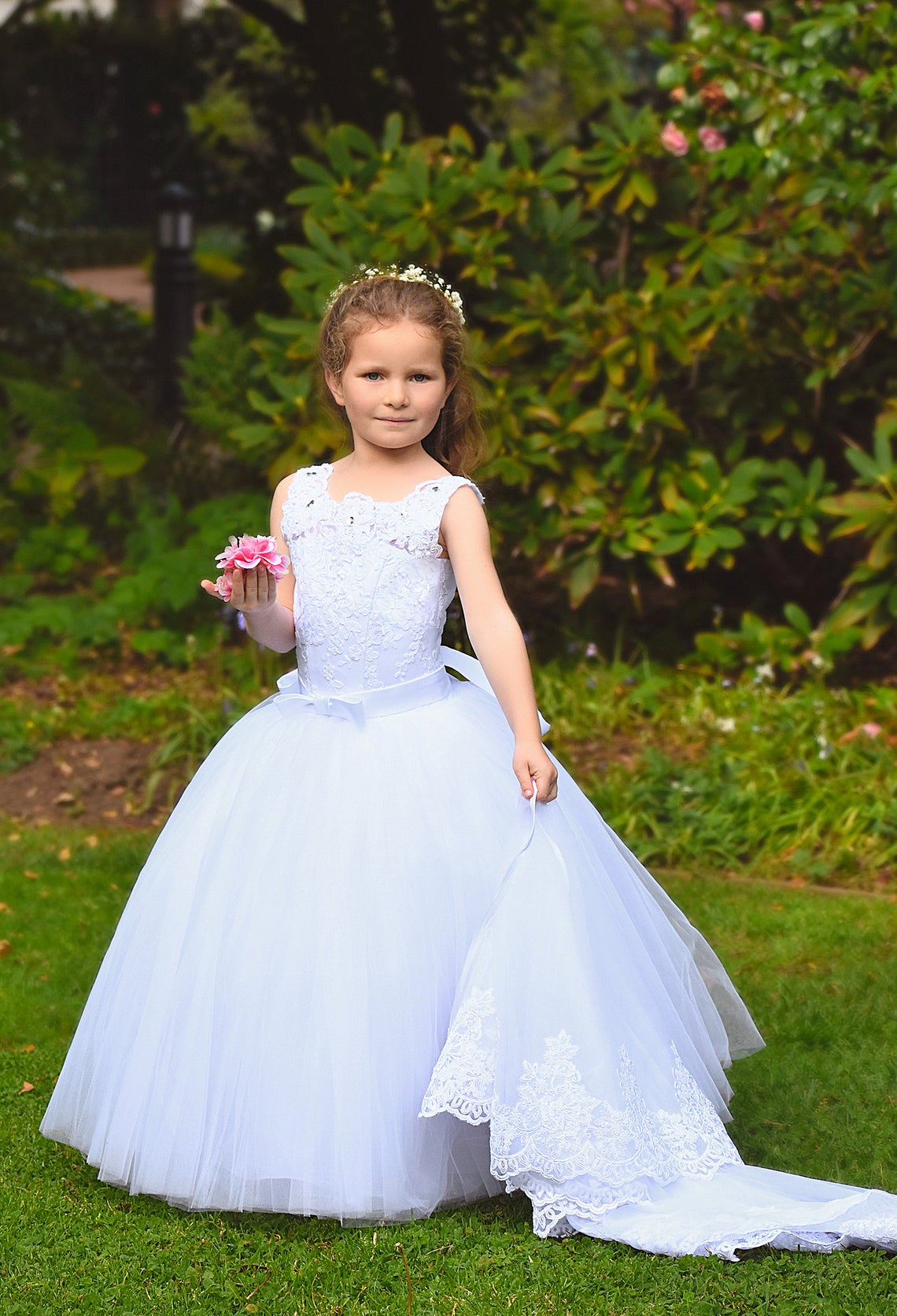1st Communion Girls Birthday Flower Girl Lace And Tulle Toddler Dress
