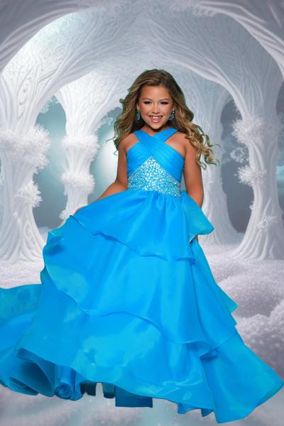 2Cute Kate Parker Girls Pageant Dress | Orange & Turquoise Gown