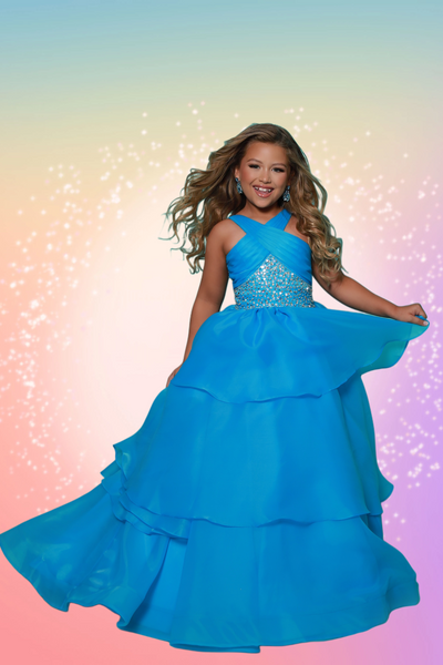 2Cute Kate Parker Girls Pageant Dress | Orange & Turquoise Gown
