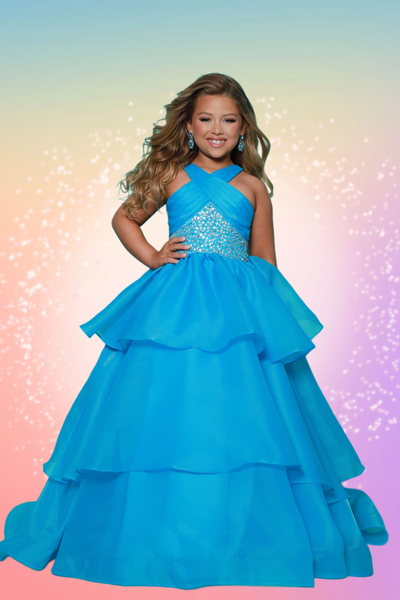 2Cute Kate Parker Girls Pageant Dress | Orange & Turquoise Gown