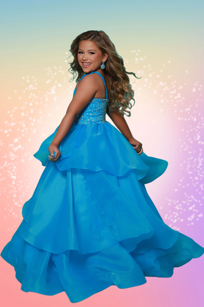 2Cute Kate Parker Girls Pageant Dress | Orange & Turquoise Gown