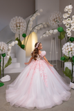 Ivory & Pink Girls Fashion Couture Pageant Gown | Elara Bloom