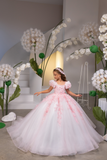 Ivory & Pink Girls Fashion Couture Pageant Gown | Elara Bloom