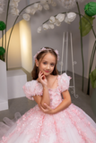 Ivory & Pink Girls Fashion Couture Pageant Gown | Elara Bloom