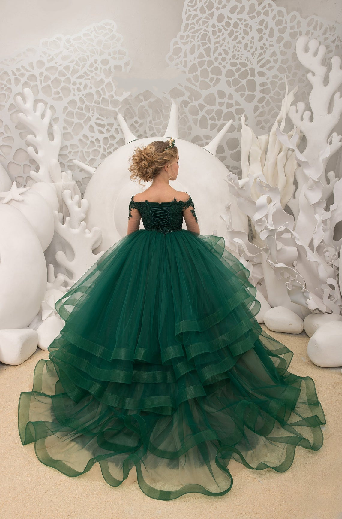 Girl Pageant Lace Tulle Gown Special Occasion Flower Girl Birthday Dress