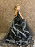 Luxury Studio Couture Satin Tulle Flower Girl Pageant Dress With Train