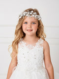 Stunning Floral Wire Headpiece With Crystals And Satin Tie