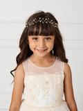 Girls Elegant Crystal And Pearl Headpiece With Satin Tie