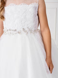 Girls Dazzling Floral Headpiece With Satin Ribbon Tie