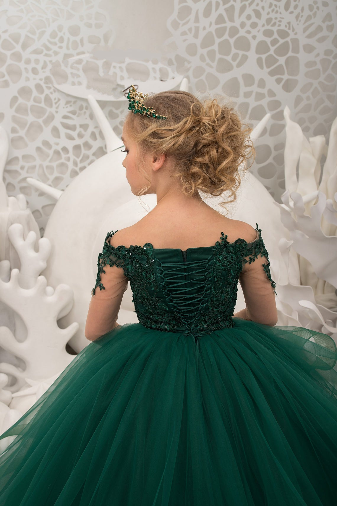 Girl Pageant Lace Tulle Gown Special Occasion Flower Girl Birthday Dress