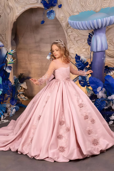 Marcella Rose – Pink Couture Flower Girl & Special Occasion Gown