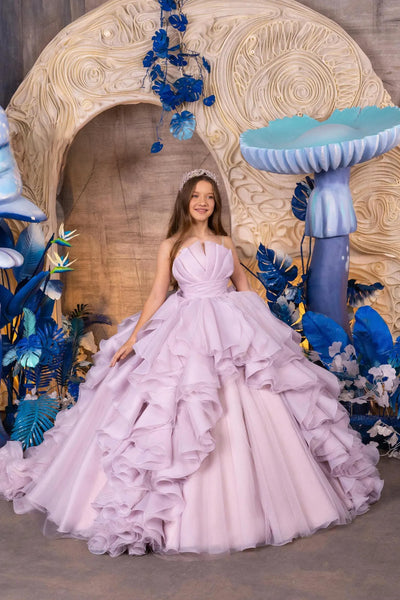 Maristella Ruffle Lilac Couture Gown – Girls’ Special Occasion Dress