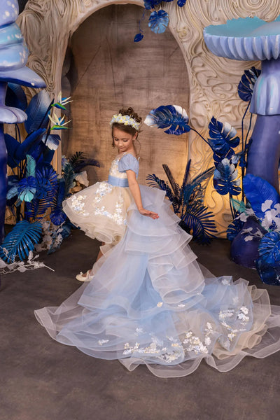 Lucina Butterfly Gown – Couture High Low Pageant Dress for Girls