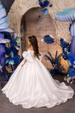 Alina Pearl Gown – White Satin Couture Dress for Communion Flower Girl