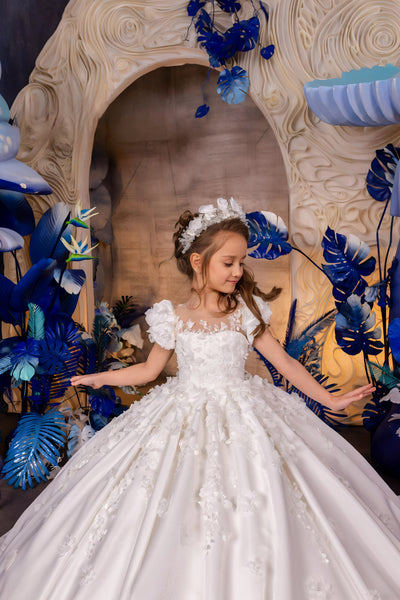 Serenalia Couture White Gown – Communion, Pageant & Father-Daughter Dance
