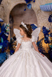 Serenalia Couture White Gown – Communion, Pageant & Father-Daughter Dance
