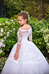 Girls Couture Hand Made Off The Shoulder Communion Flower Girl Dress