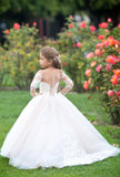 Couture Girls Pageant Flower Girl Communion Baptism Dress With Train