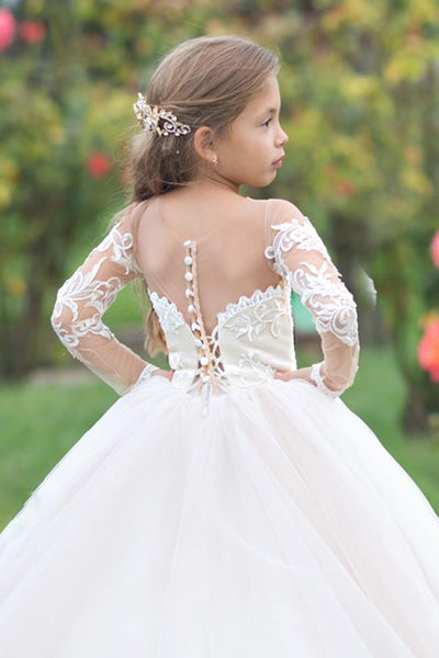 Couture Girls Pageant Flower Girl Communion Baptism Dress With Train