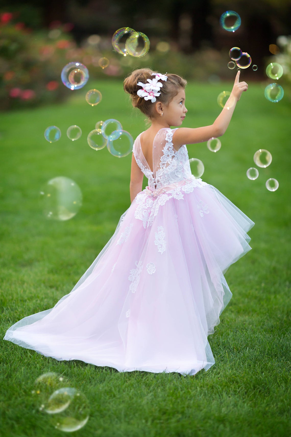 Tutu Off The Shoulder Hi Lo Flower Girl Dress Baby Special Occasion Dress