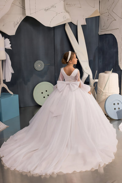 Alessandra Pearl-Sleeved Couture Gown | Communion & Pageant Dress