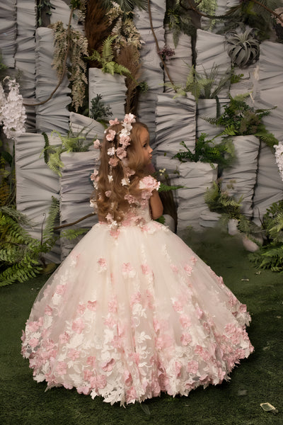 Rosavelle Blossom Gown – Couture Baby Girl Dress with 3D Florals