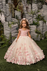 Rosavelle Blossom Gown – Couture Baby Girl Dress with 3D Florals
